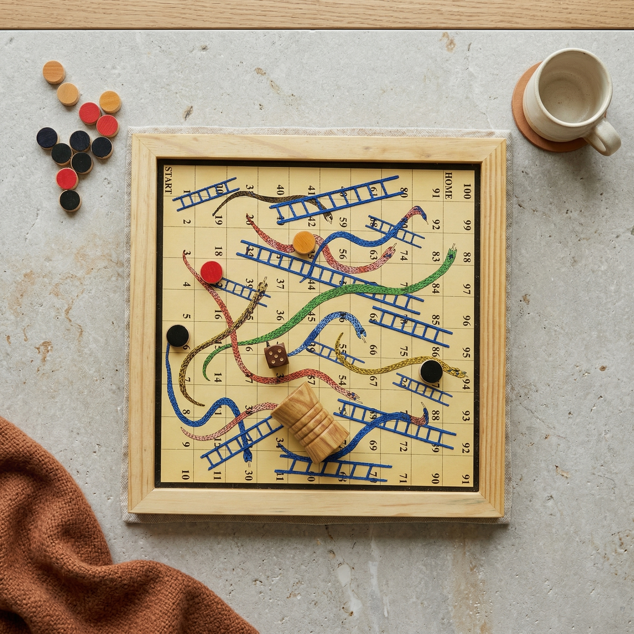 2-in-1 Wooden Ludo & Snakes & Ladders Game - Image 8