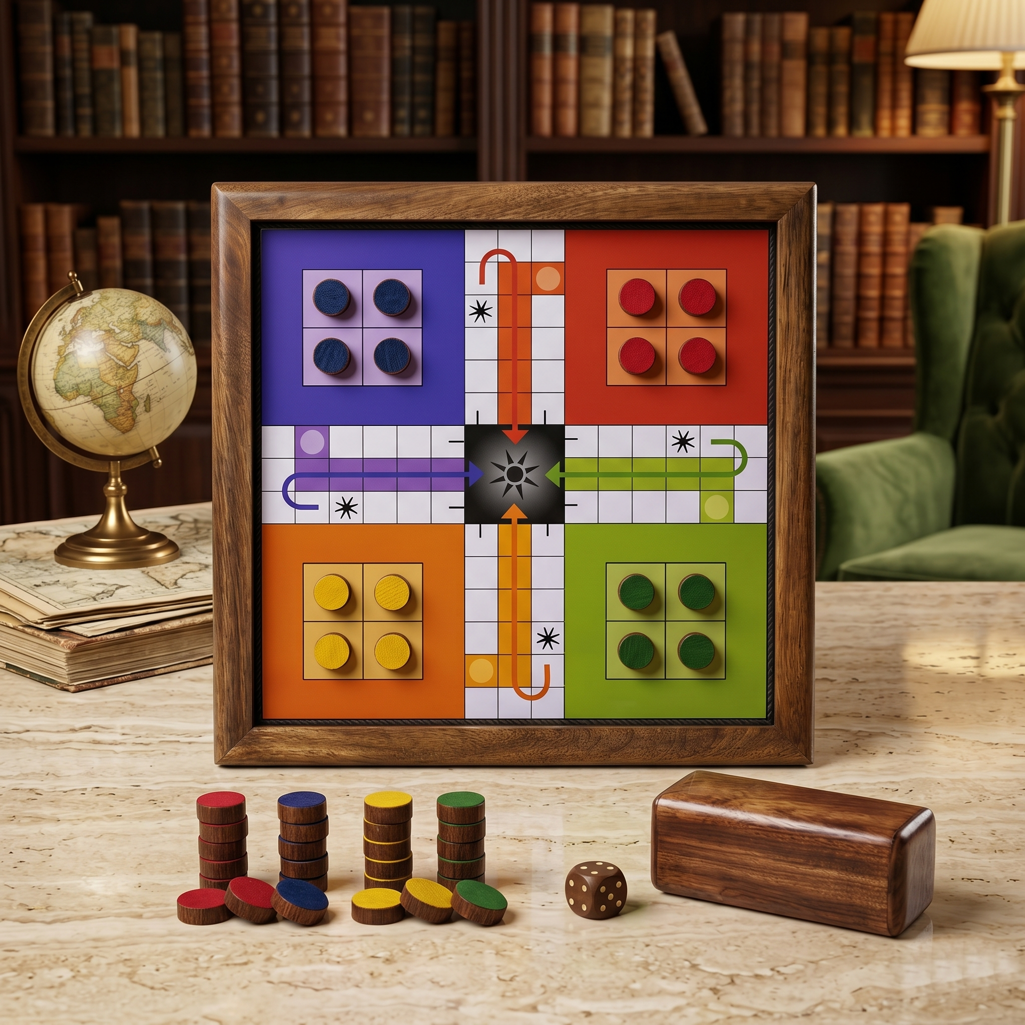 2-in-1 Wooden Ludo Snakes Ladders Board Game | Magnetic Antique Wood Family Travel Game - Image 8
