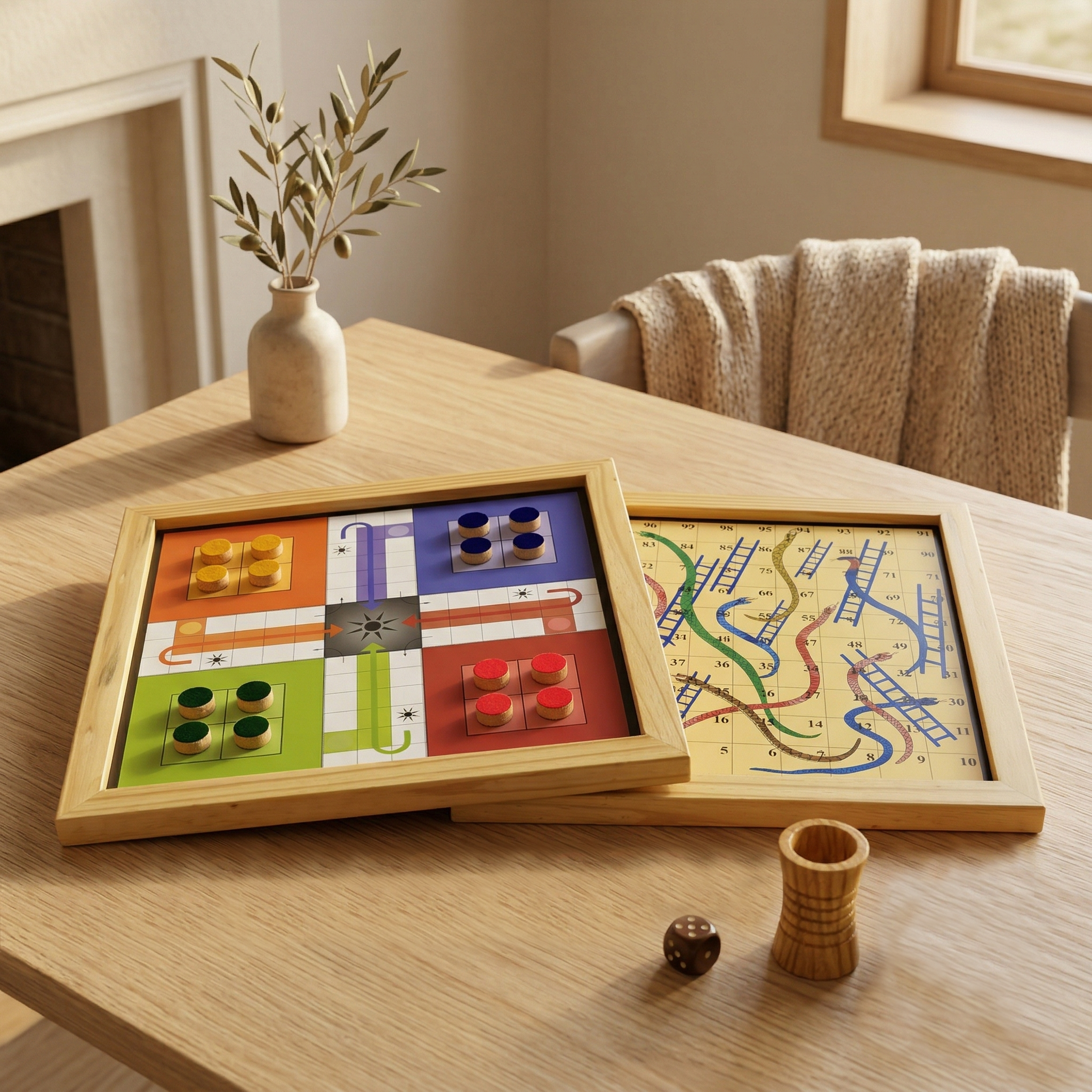 wooden magnetic ludo snake and ladders board game