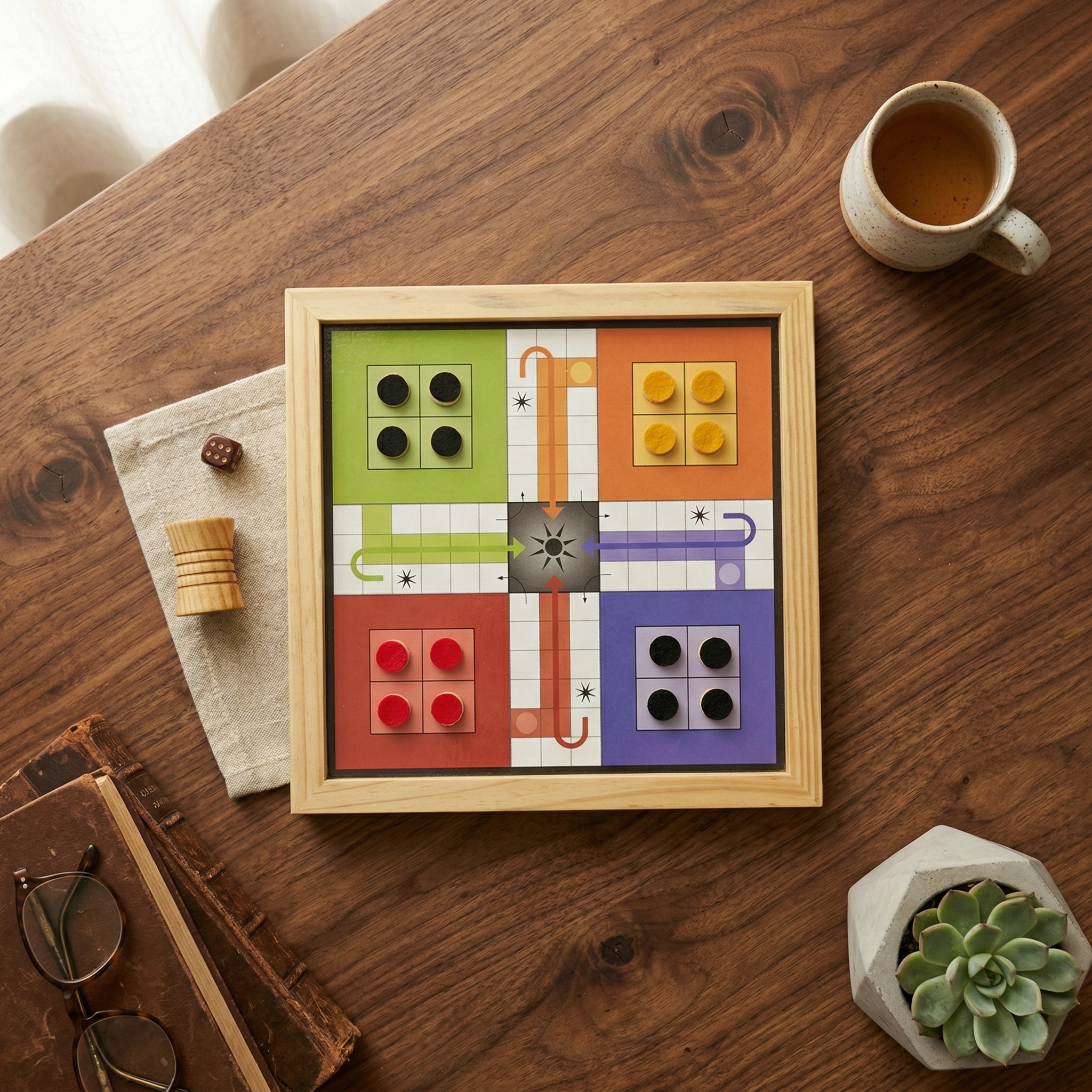 2-in-1 Wooden Ludo & Snakes & Ladders Game - Image 6