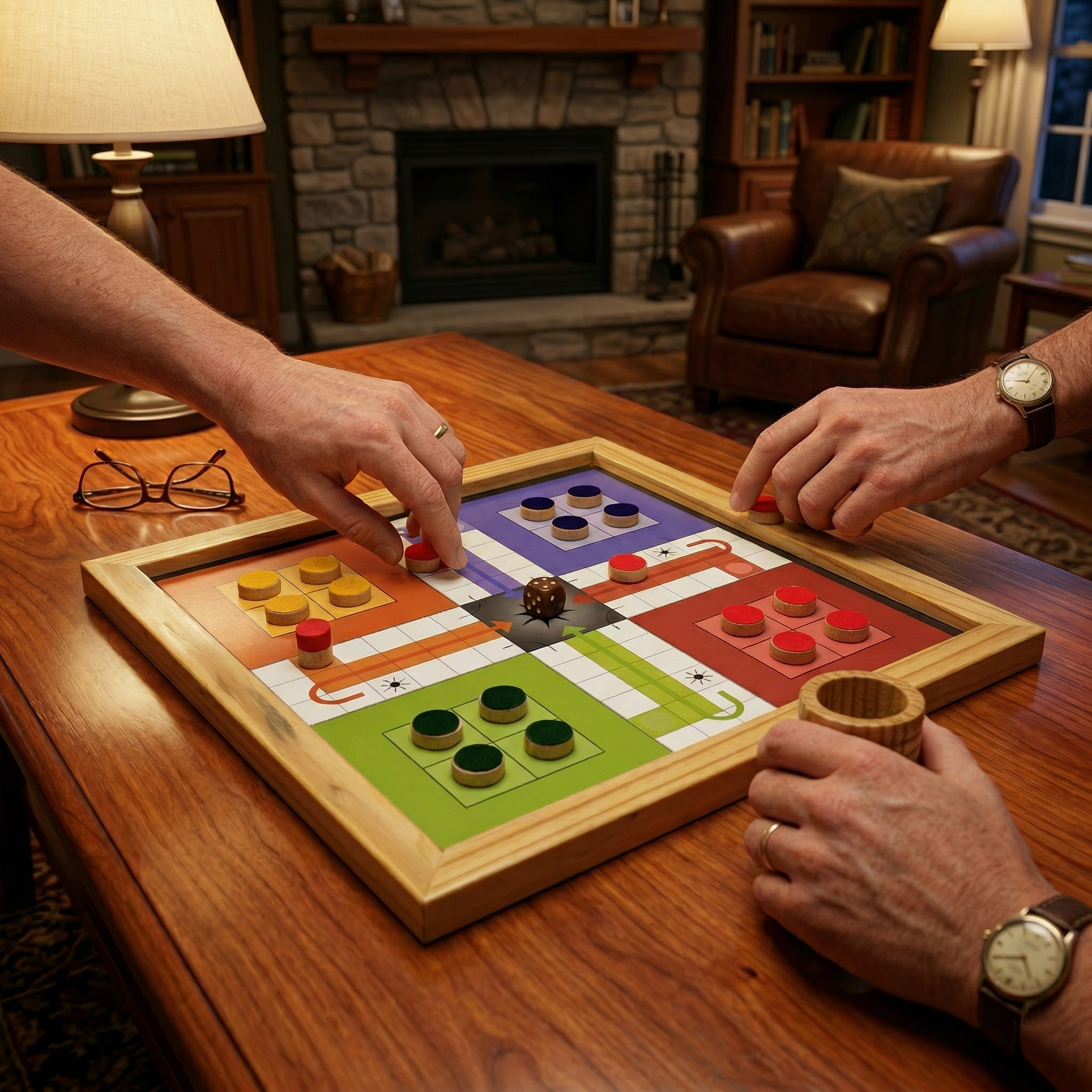 2-in-1 Wooden Ludo & Snakes & Ladders Game - Image 5