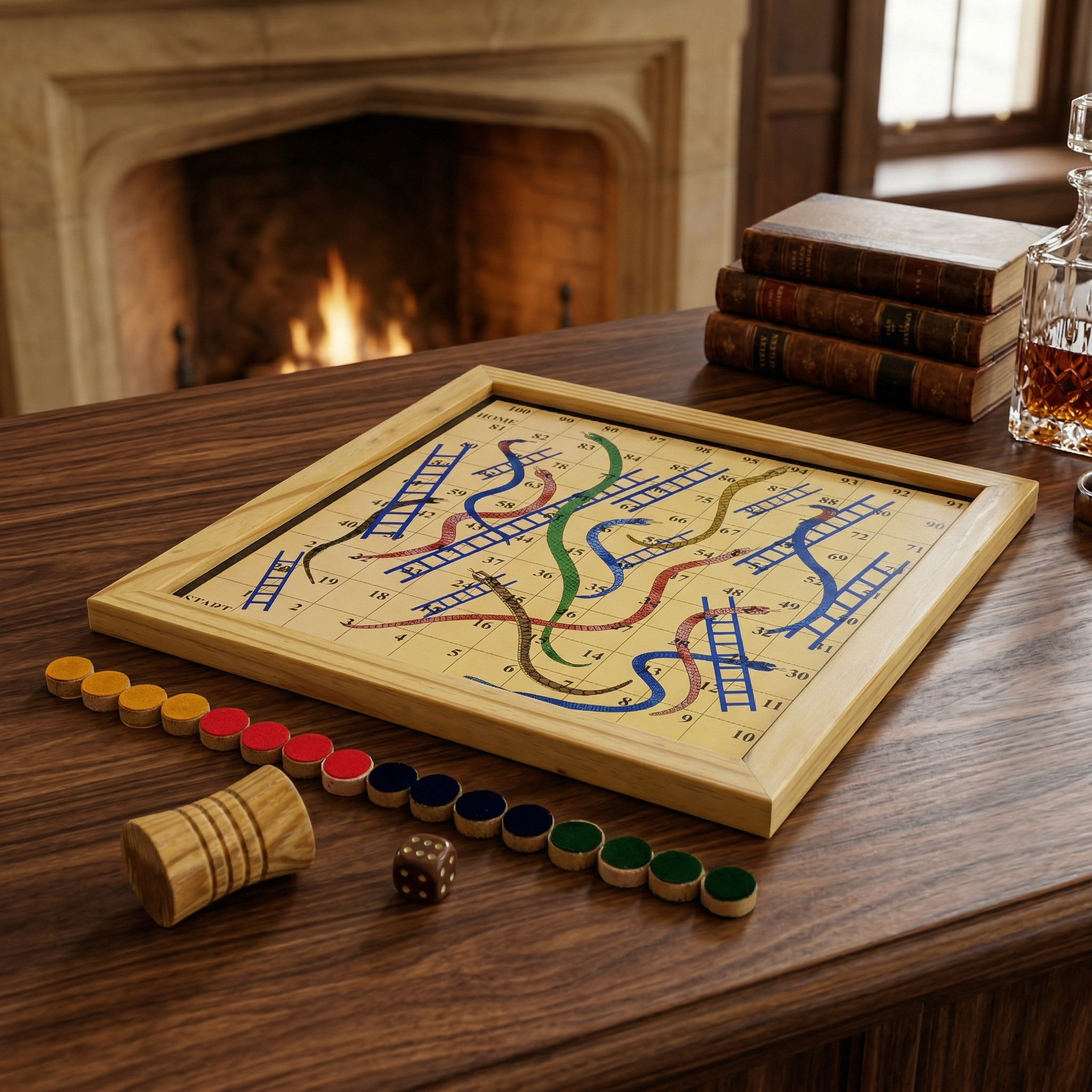 2-in-1 Wooden Ludo & Snakes & Ladders Game - Image 2