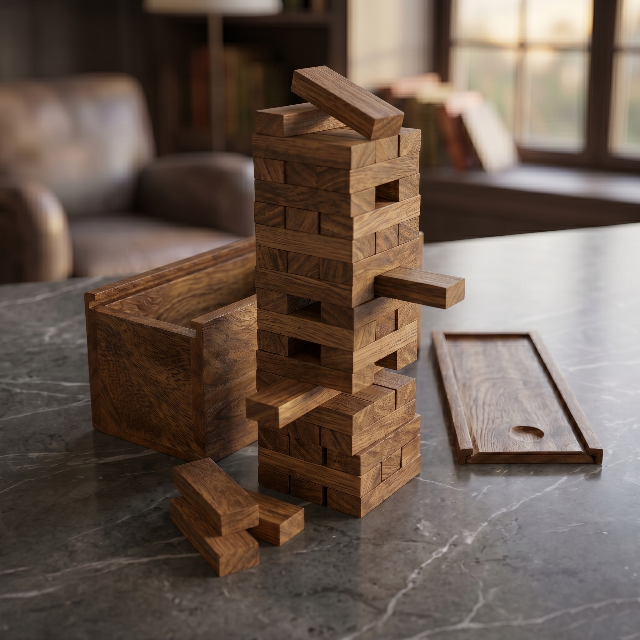 wooden tumbling tower game