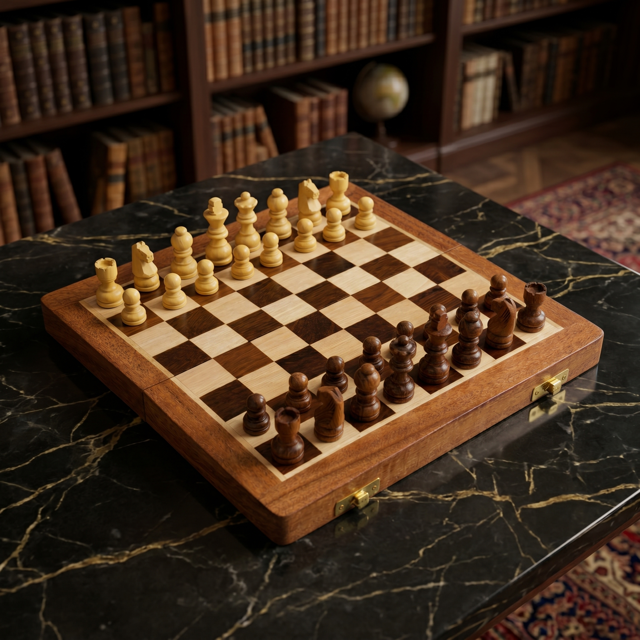 Premium Magnetic Wooden Chess Set, Antique Mango Wood, Folding Board with Velvet Storage, for Kids and Adults - Image 5
