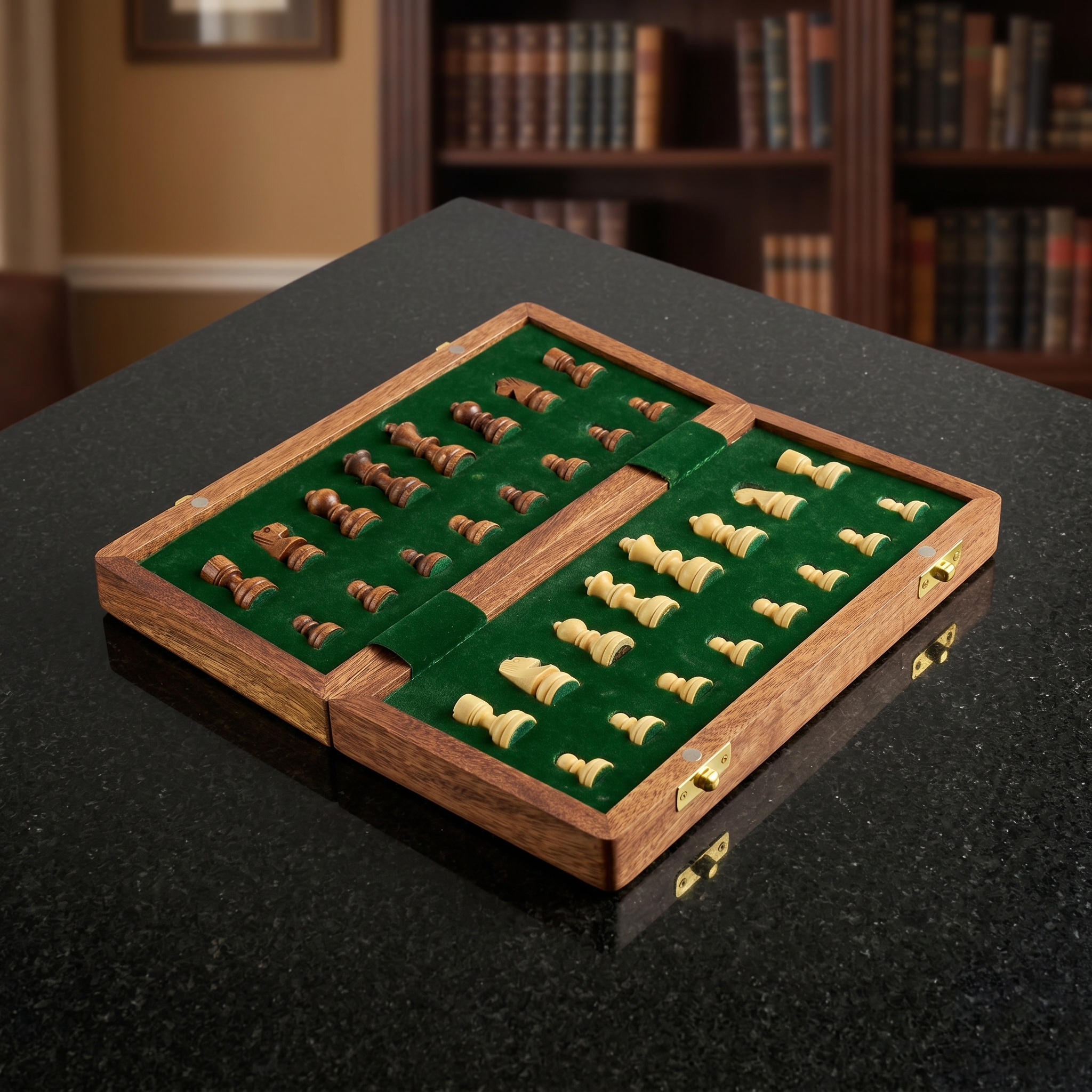 Premium Magnetic Wooden Chess Set, Antique Mango Wood, Folding Board with Velvet Storage, for Kids and Adults - Image 13