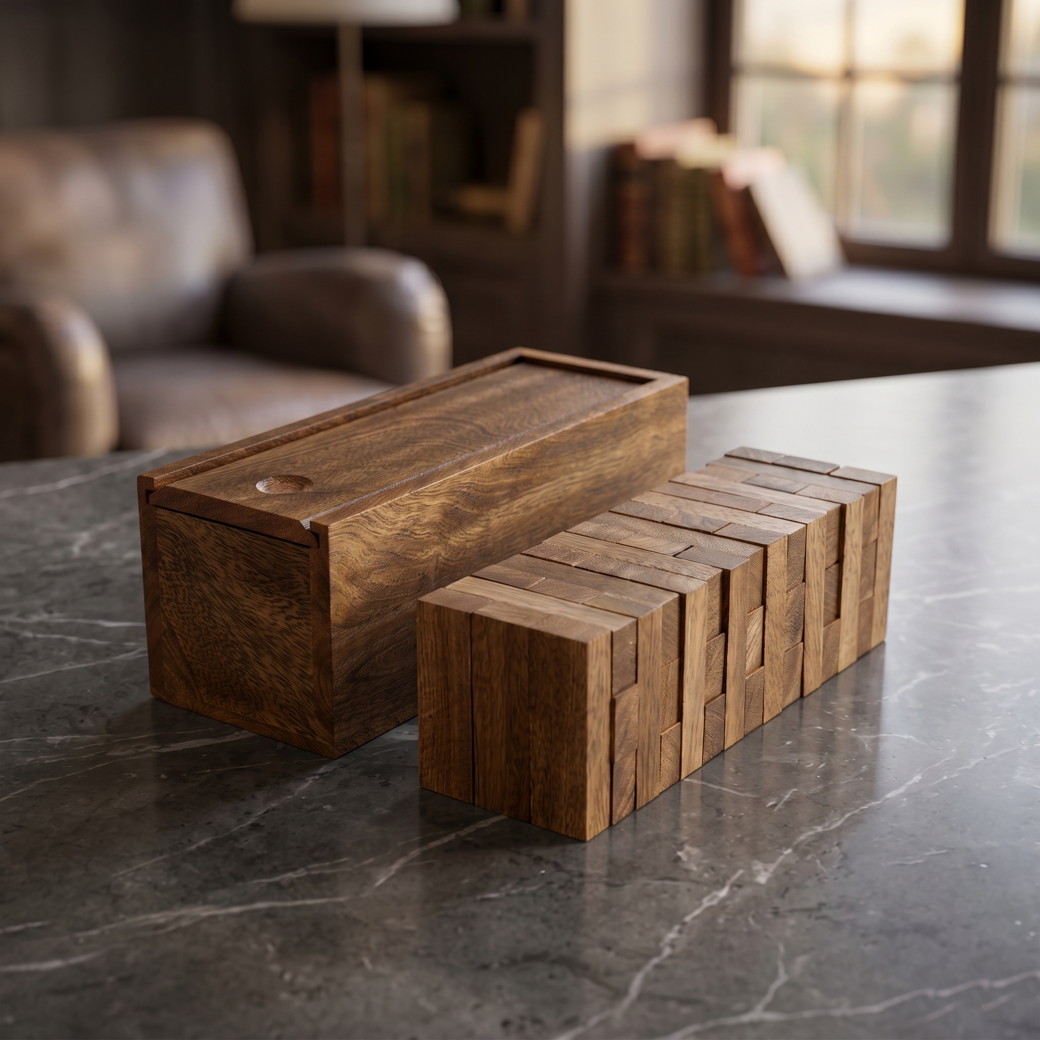 Wooden Tumbling Tower Game | Antique Finish Stacking Blocks, Portable Family Fun - Image 8