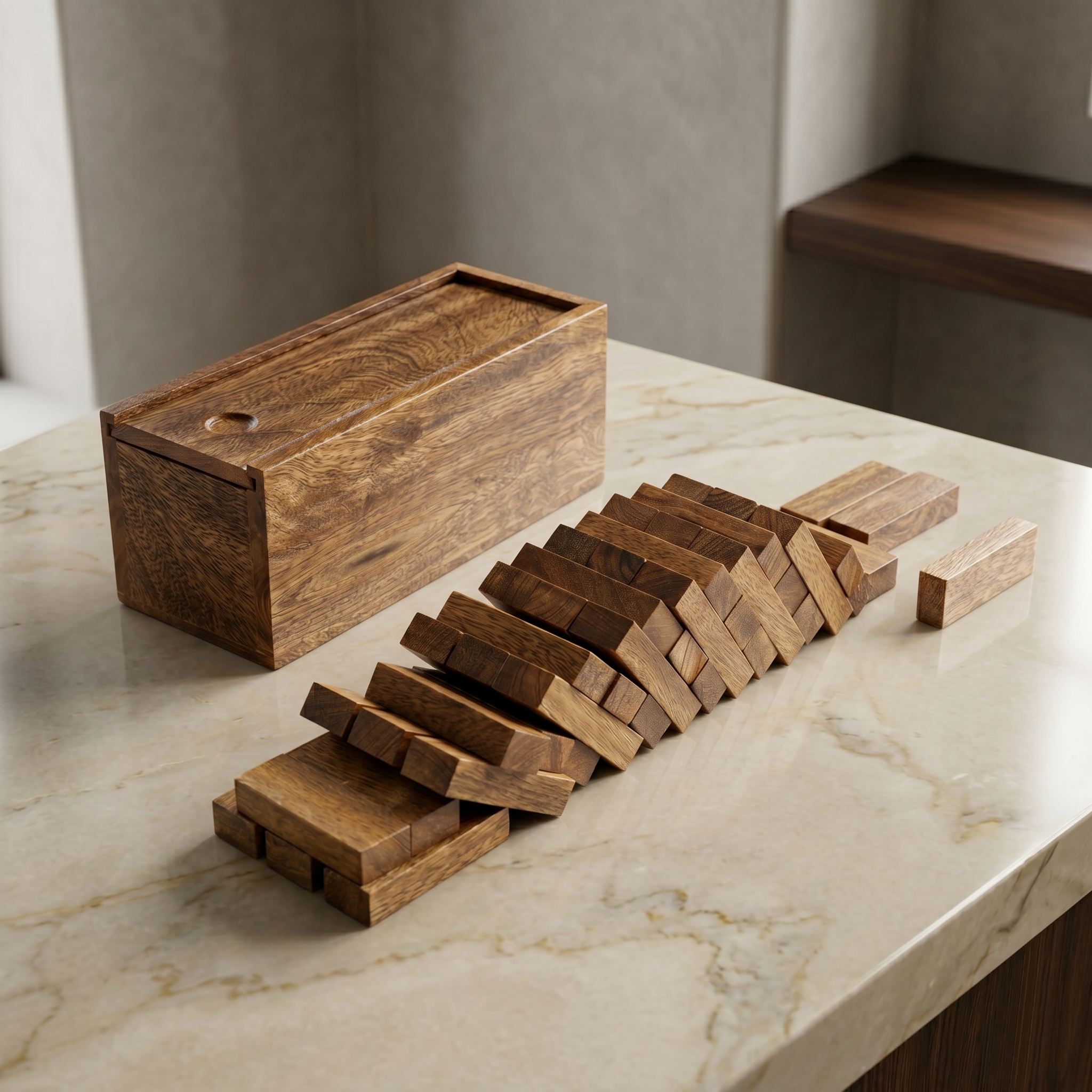 Wooden Tumbling Tower Game | Antique Finish Stacking Blocks, Portable Family Fun - Image 7