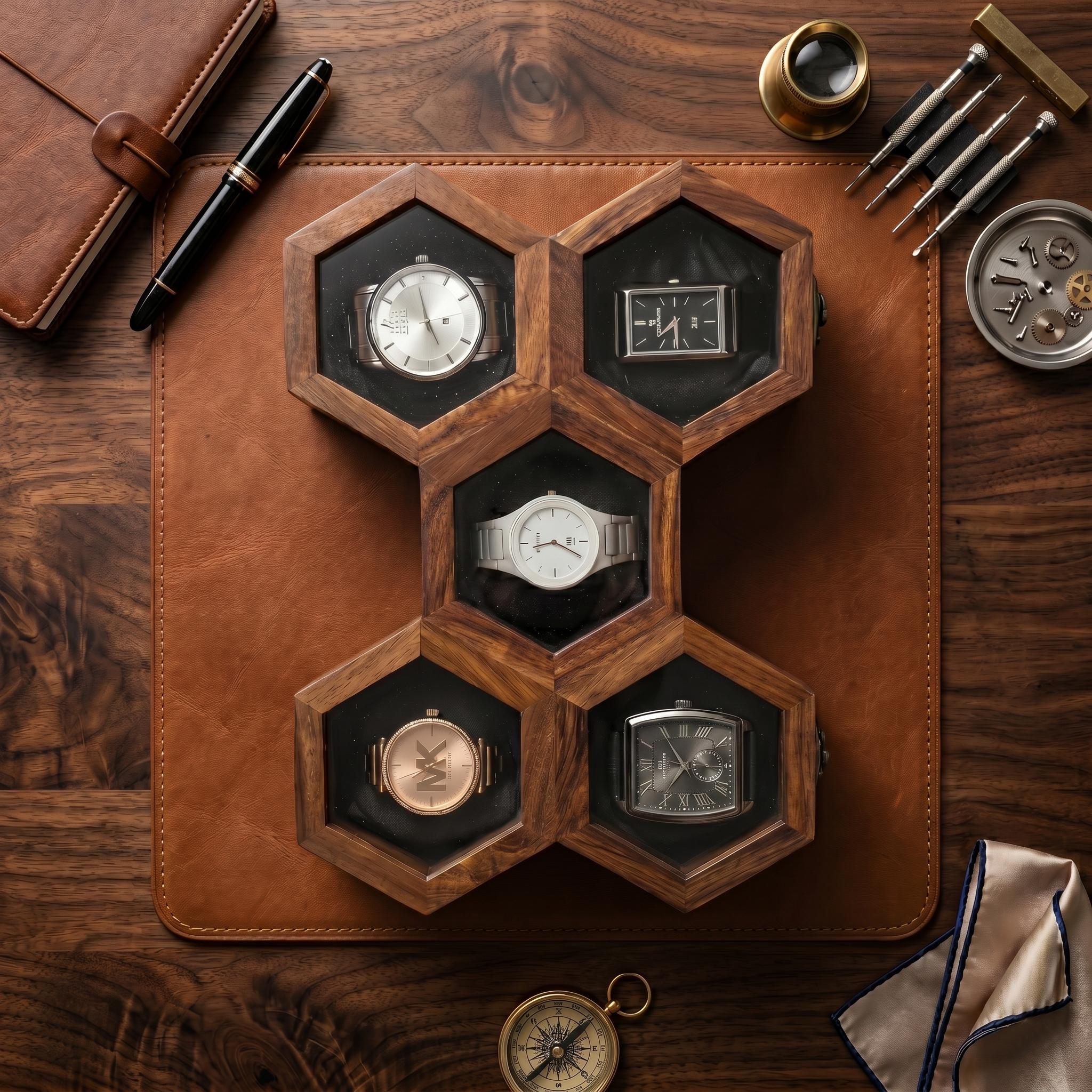 Wooden Watch Box for Men & Women, Indian Rosewood Crafted, Vintage Locks - 5 Slots - Image 9