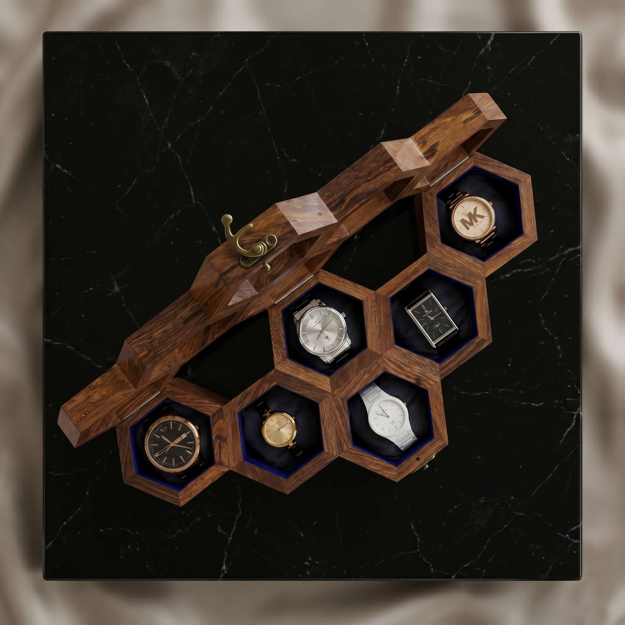 Wooden Watch Box for Men & Women, Indian Rosewood Crafted, Vintage Locks - 6 Slots - Image 6