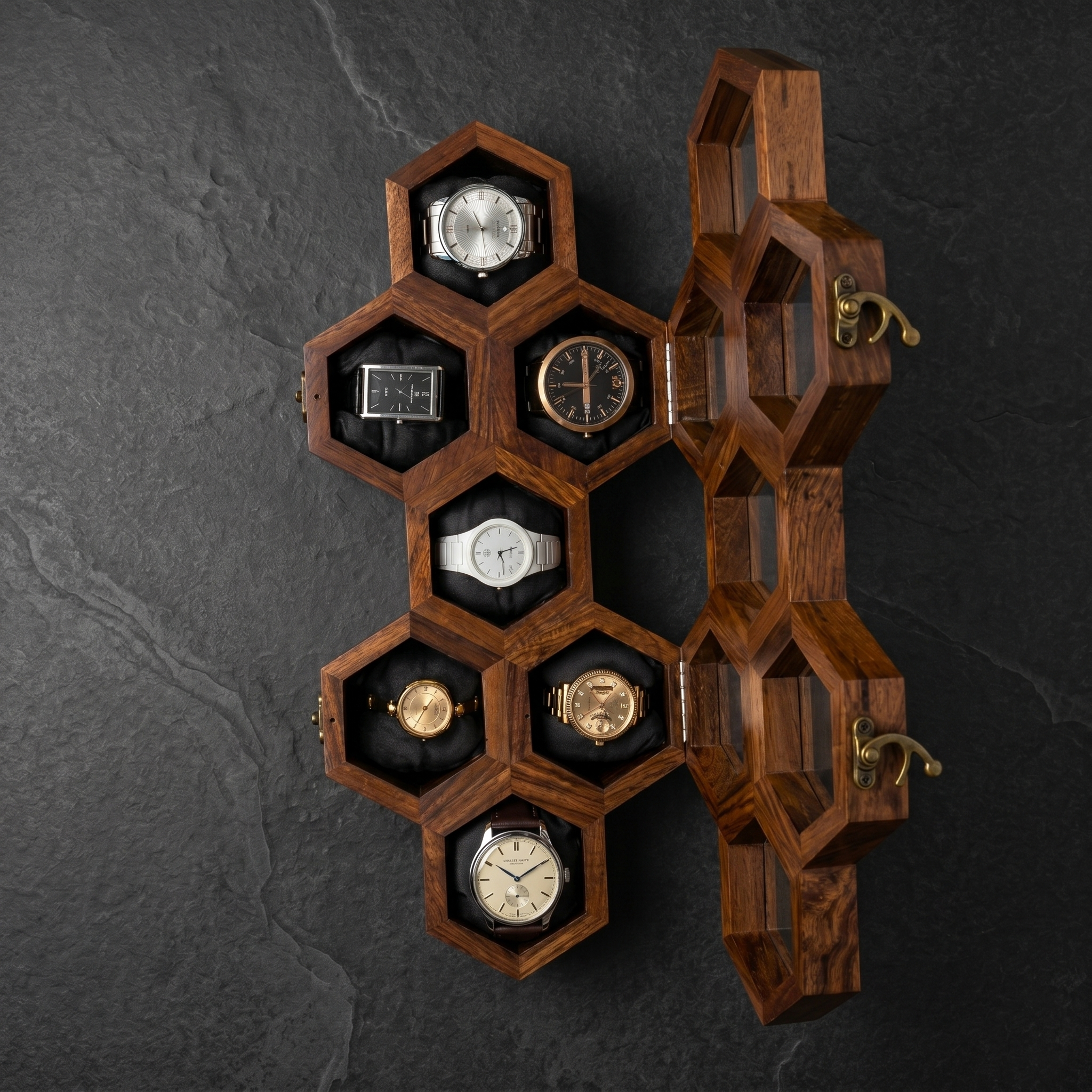 Wooden Watch Box for Men & Women, Indian Rosewood Crafted, Vintage Locks - 7 Slots - Image 4