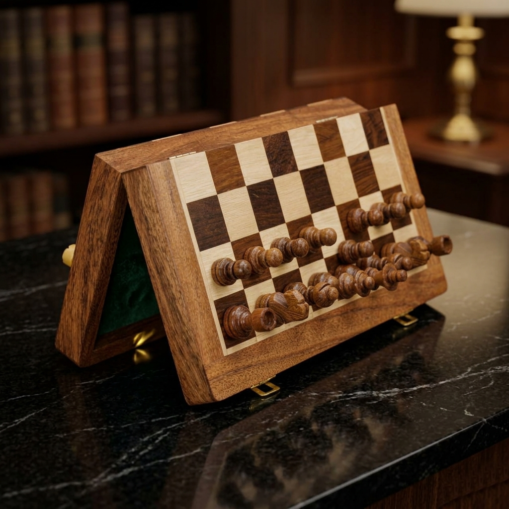 wooden magnetic chess board game for kids and adults