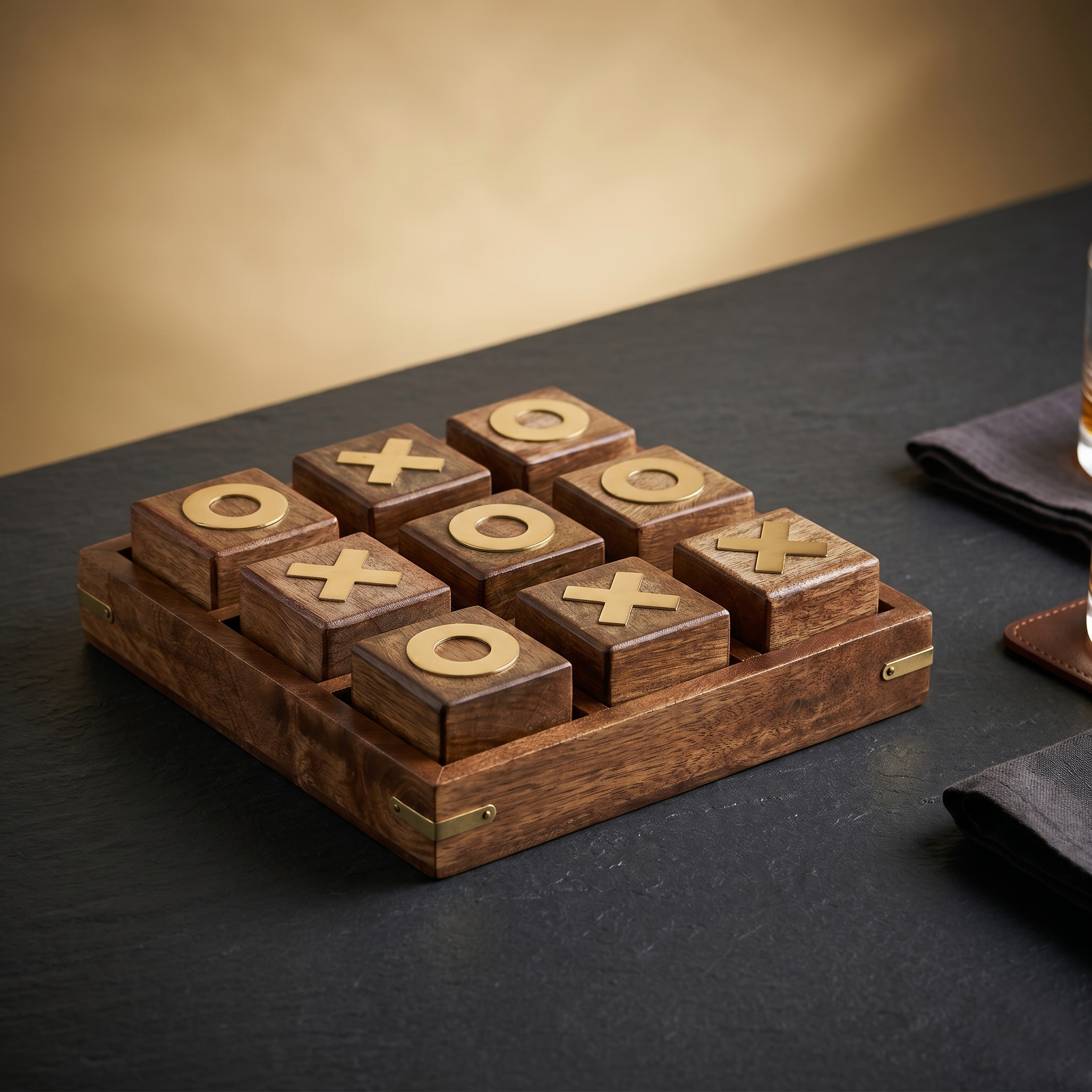 Wooden Tic Tac Toe Game for Kids & Adults, Family Board Game, Indoor Game, Large Noughts & Crosses Games - Best Table Decor