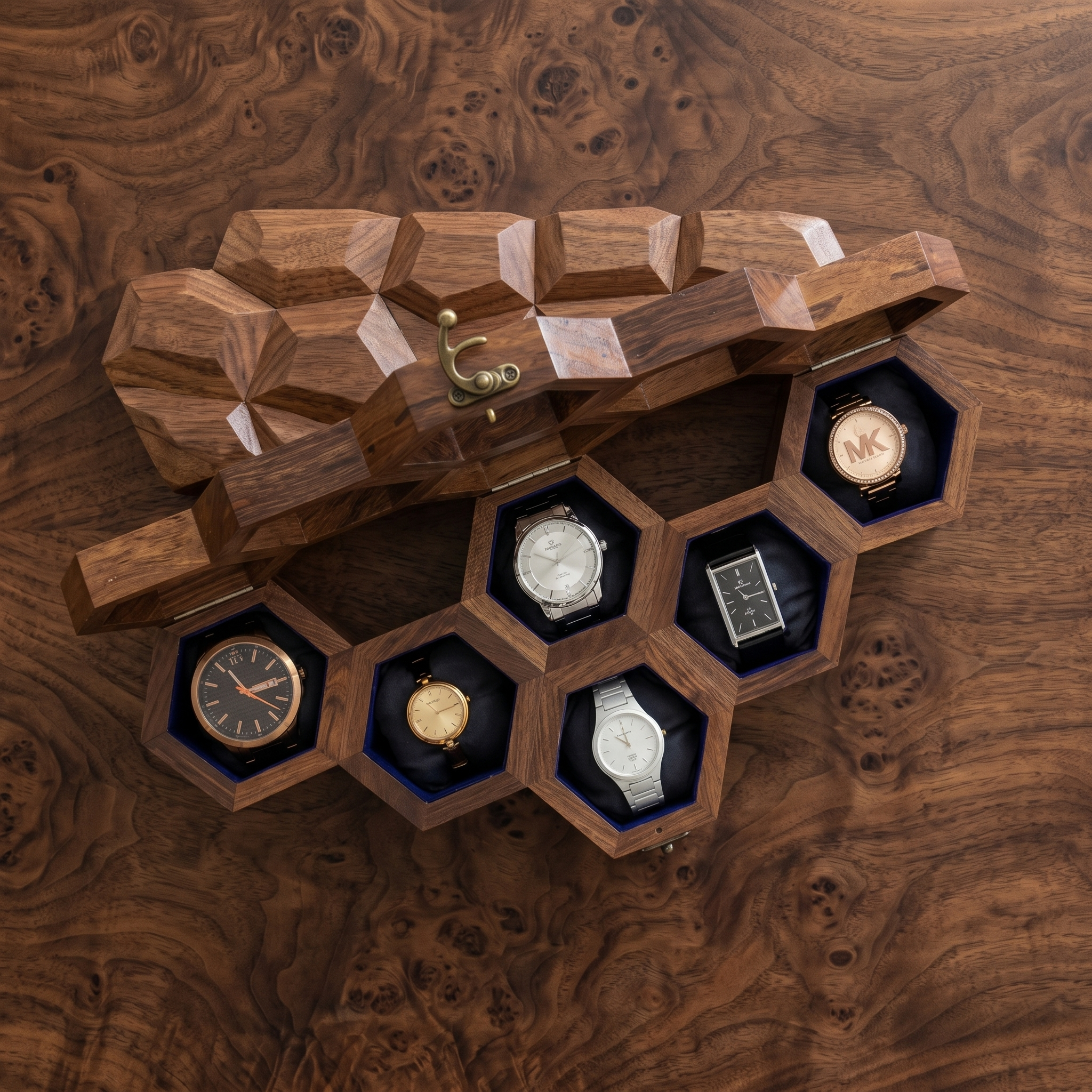Wooden Watch Box for Men & Women, Indian Rosewood Crafted, Vintage Locks - 6 Slots - Image 4
