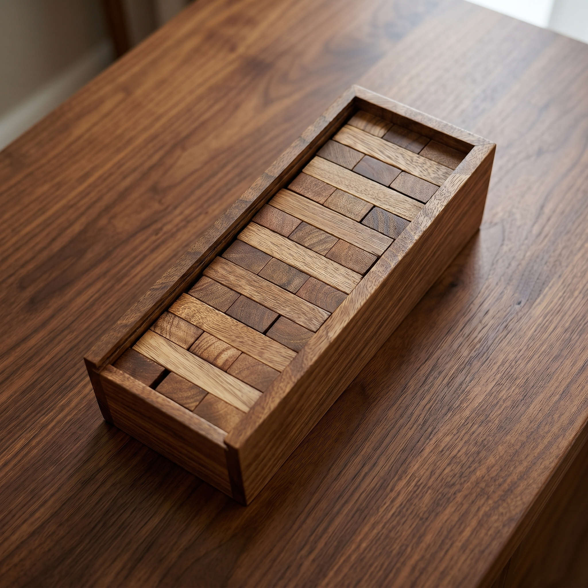 Wooden Tumbling Tower Game | Antique Finish Stacking Blocks, Portable Family Fun - Image 3