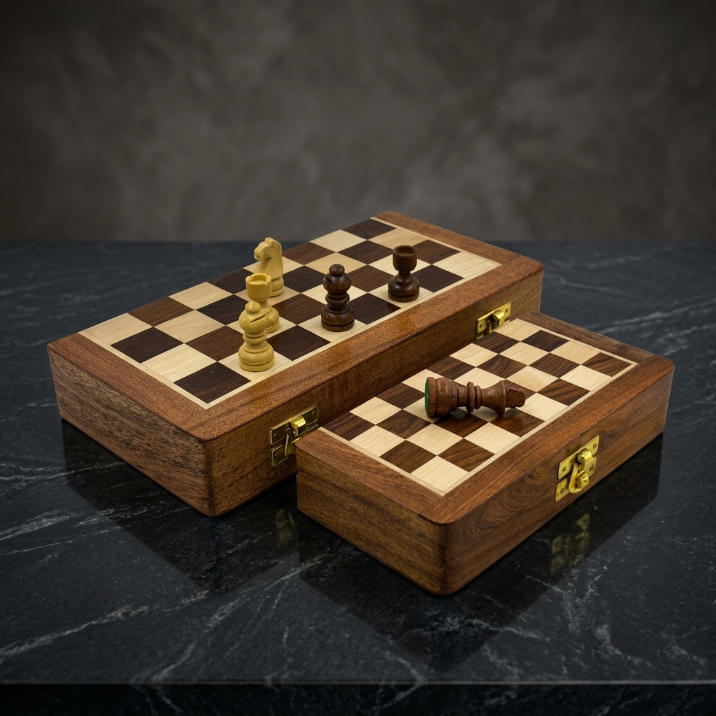 Premium Magnetic Wooden Chess Set, Antique Mango Wood, Folding Board with Velvet Storage, for Kids and Adults - Image 8