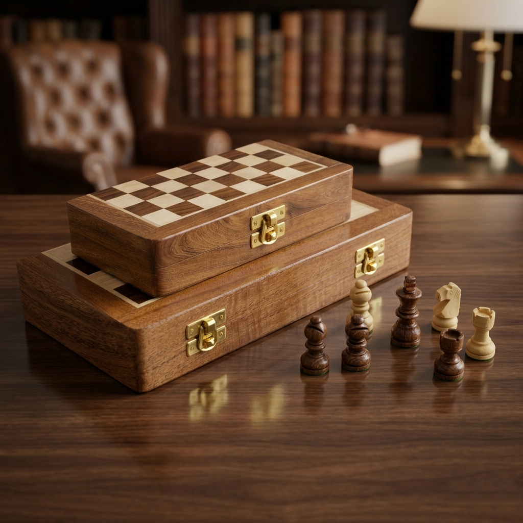 Premium Magnetic Wooden Chess Set, Antique Mango Wood, Folding Board with Velvet Storage, for Kids and Adults - Image 7