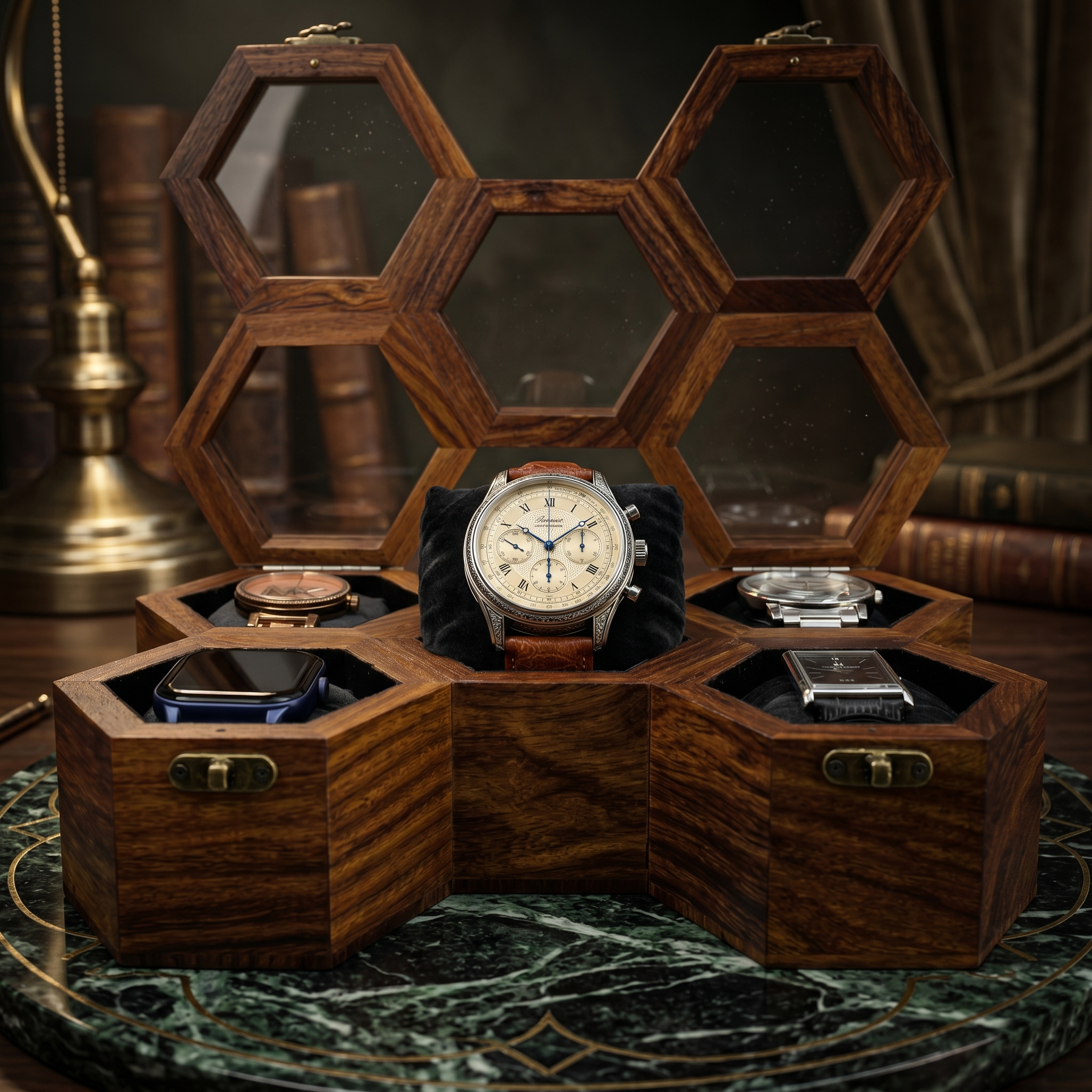 Wooden Watch Box for Men & Women, Indian Rosewood Crafted, Vintage Locks - 5 Slots - Image 5