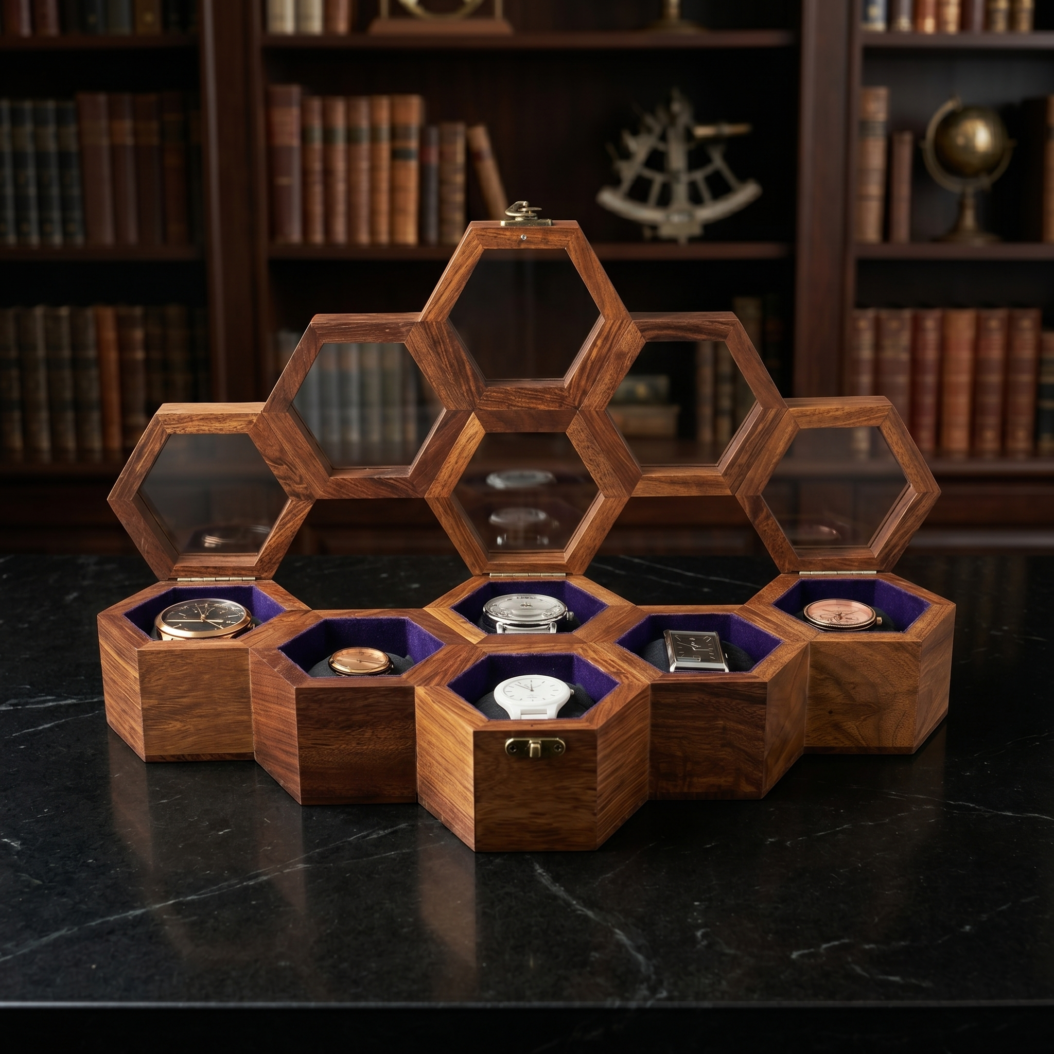 Wooden Watch Box for Men & Women, Indian Rosewood Crafted, Vintage Locks - 6 Slots - Image 11