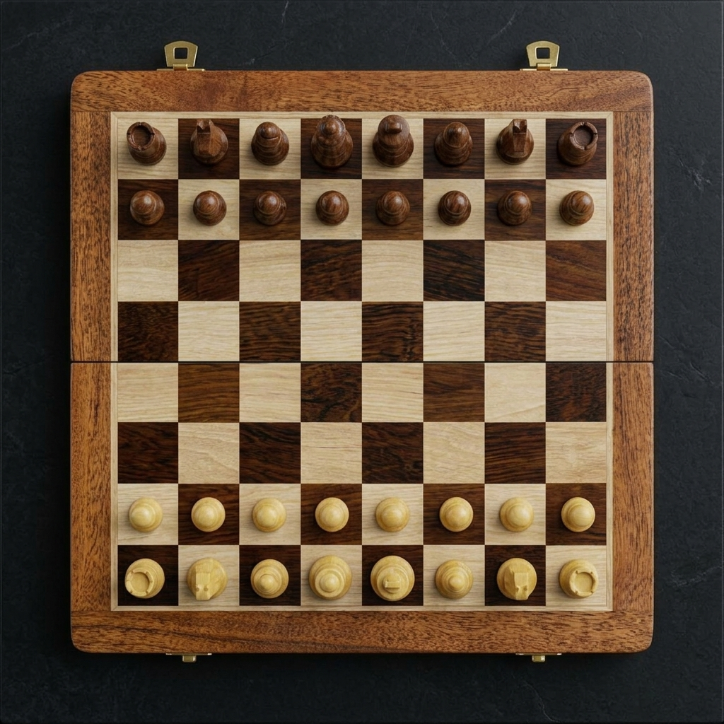 Premium Magnetic Wooden Chess Set, Antique Mango Wood, Folding Board with Velvet Storage, for Kids and Adults - Image 2