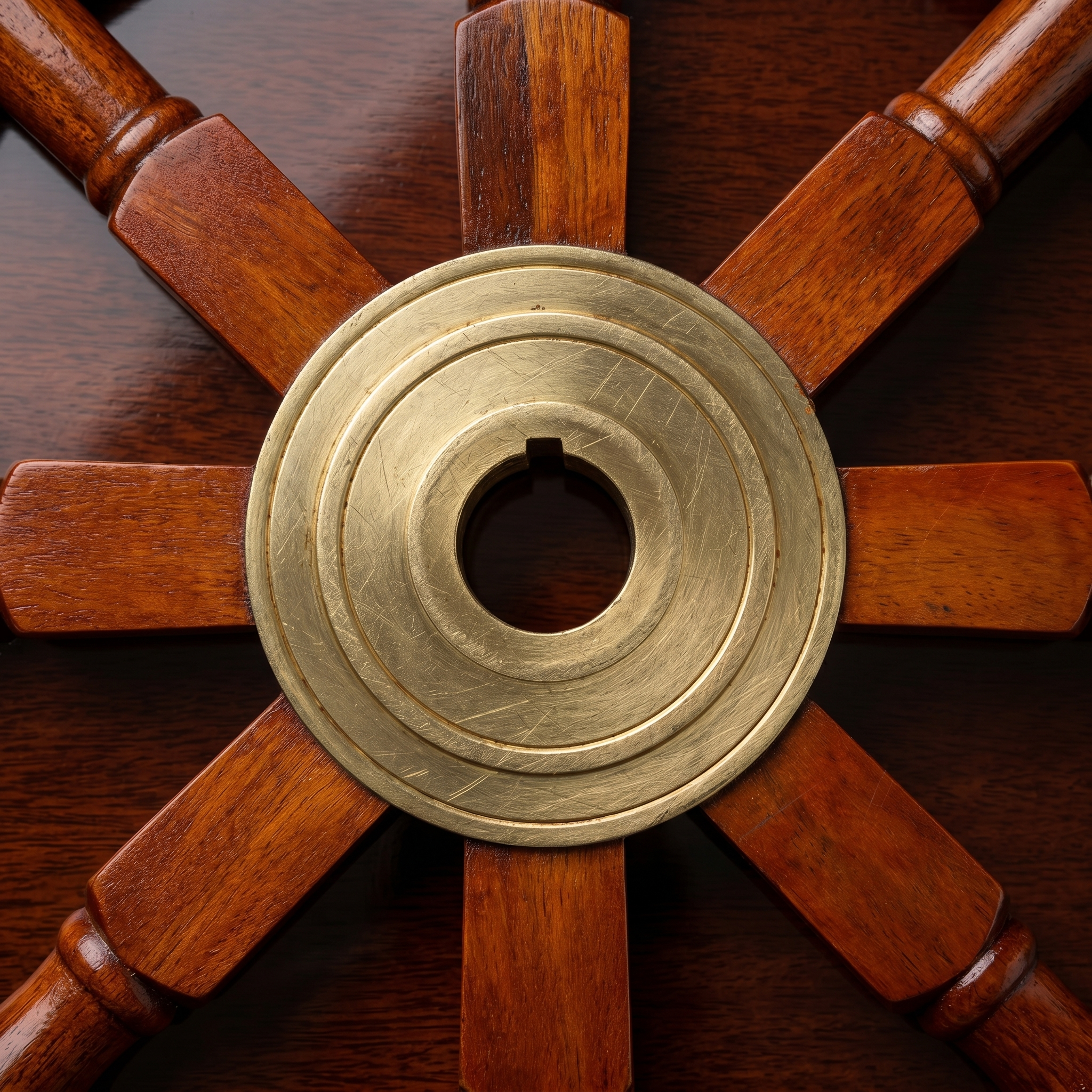 Handcrafted 18-Inch Indian Rosewood Ship Wheel with Brass Accents | Premium Nautical Wall Decor - Image 7