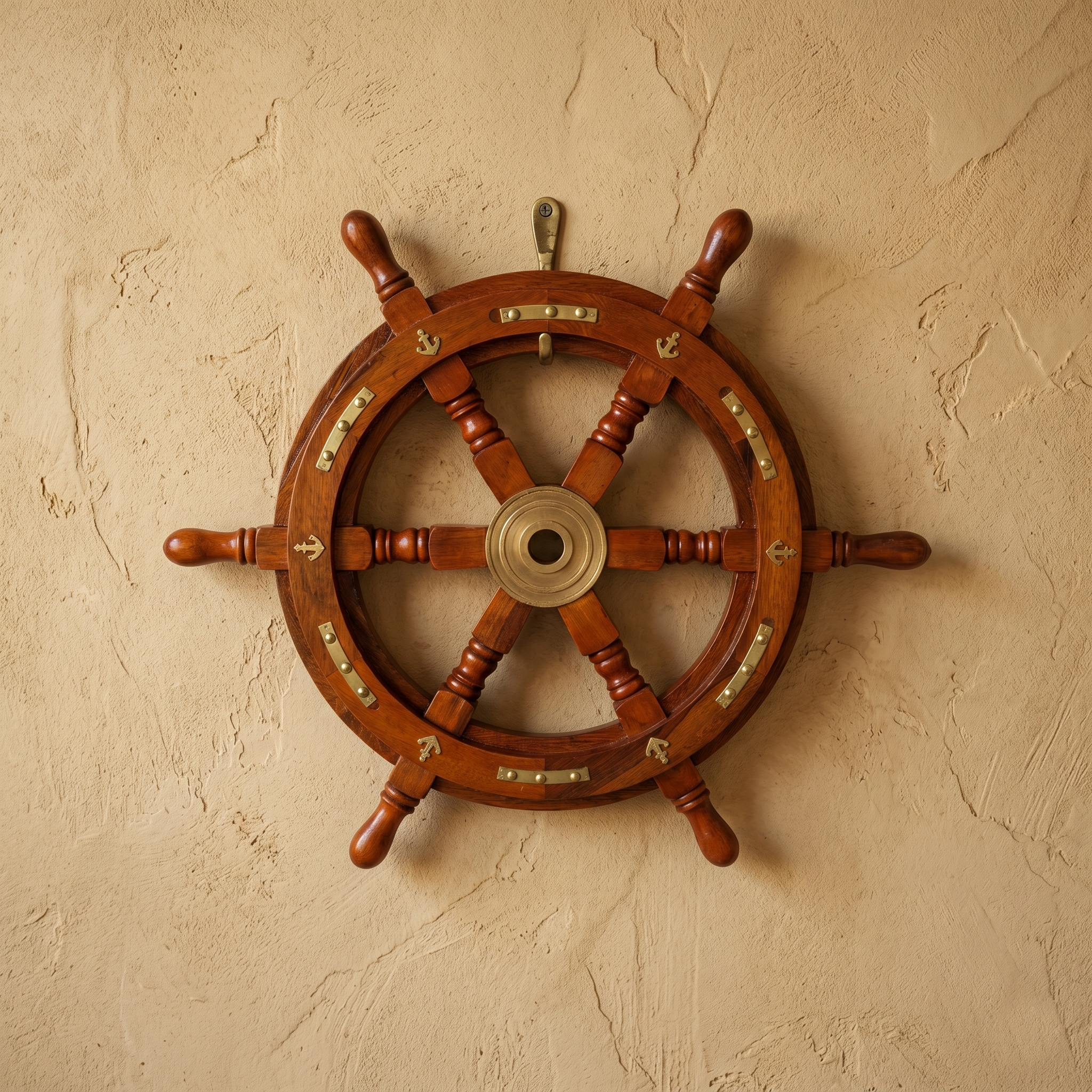 Handcrafted 18-Inch Indian Rosewood Ship Wheel with Brass Accents | Premium Nautical Wall Decor - Image 10