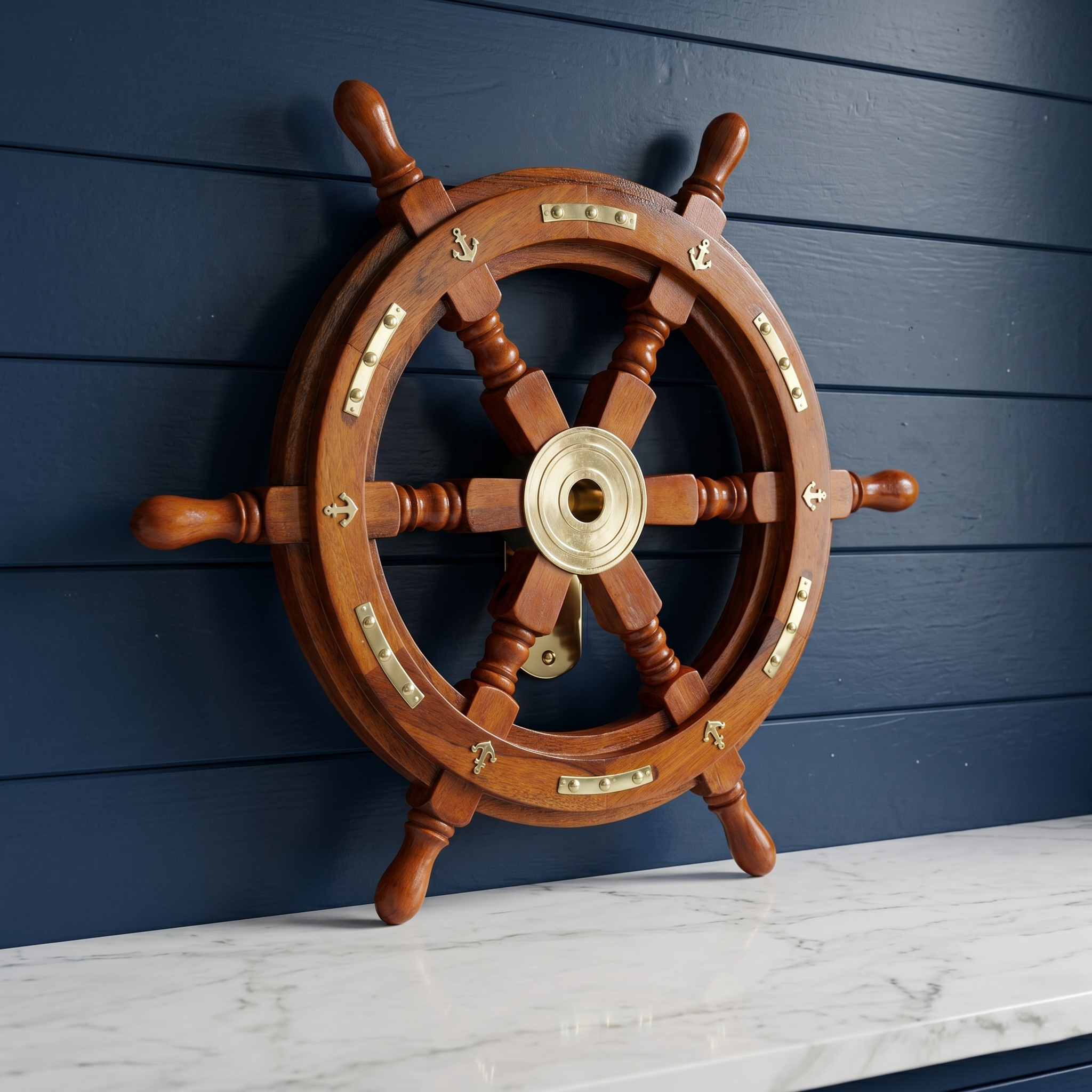 Handcrafted 18-Inch Indian Rosewood Ship Wheel with Brass Accents | Premium Nautical Wall Decor - Image 11