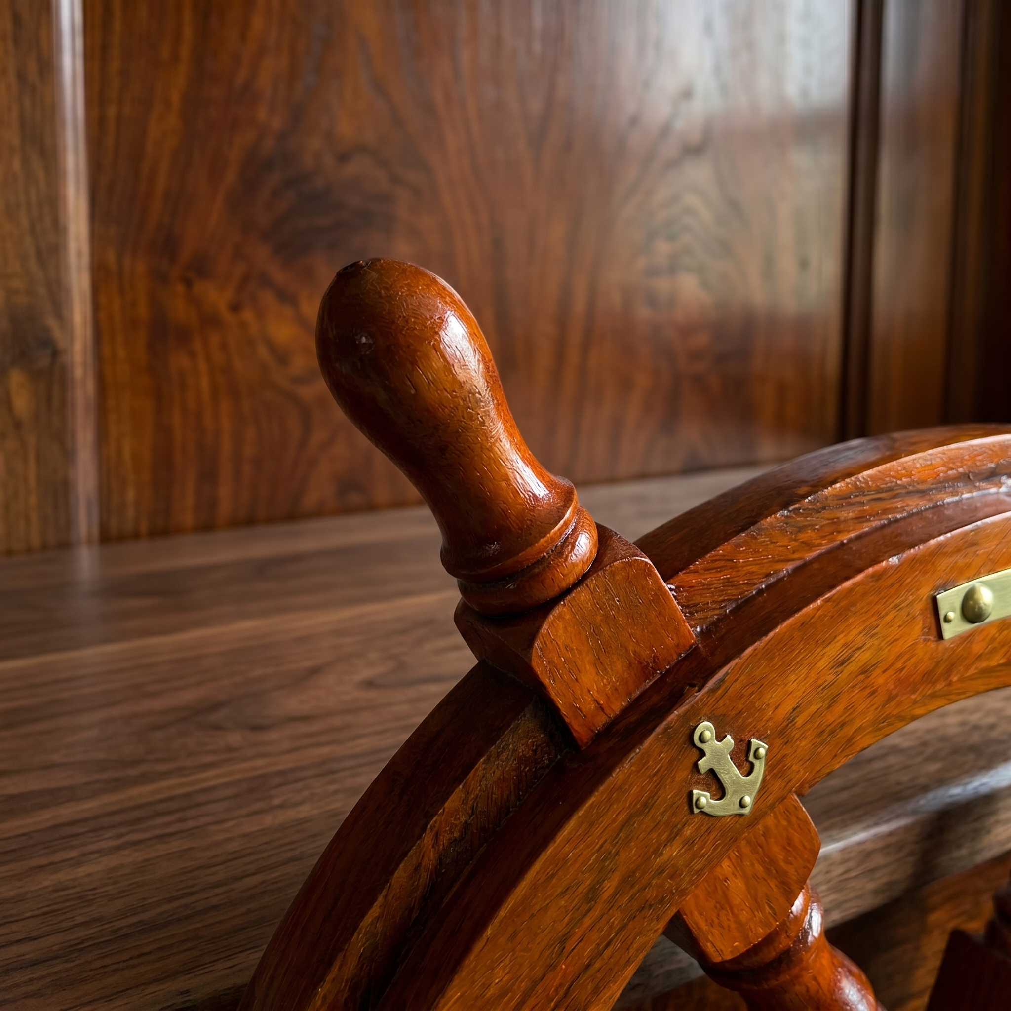 Handcrafted 18-Inch Indian Rosewood Ship Wheel with Brass Accents | Premium Nautical Wall Decor - Image 5