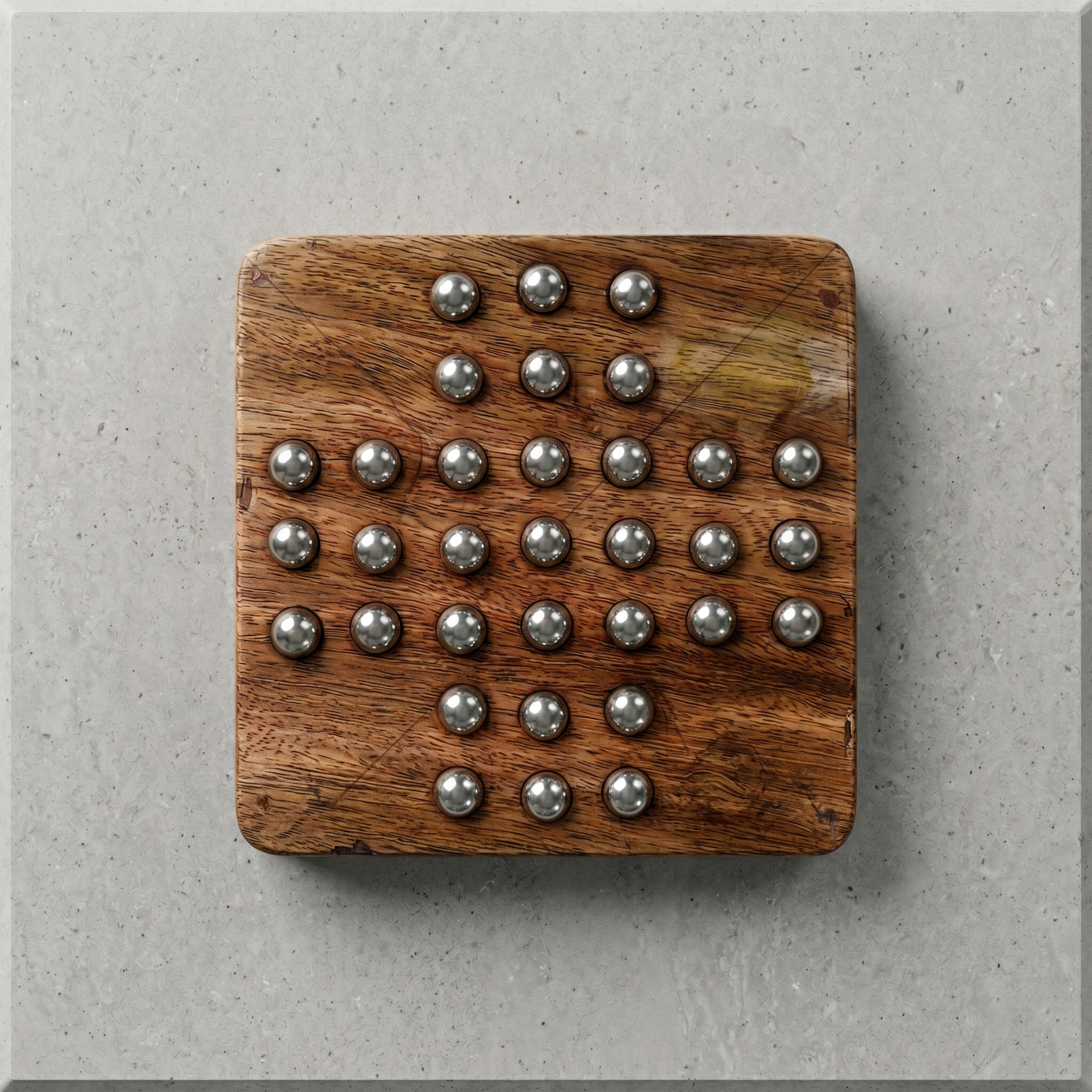 Wooden Solitaire and Tic Tac Toe 2 in 1 Board Game, 14x14x4 cm, with Secure Drawer, for Kids and Adults - Image 9